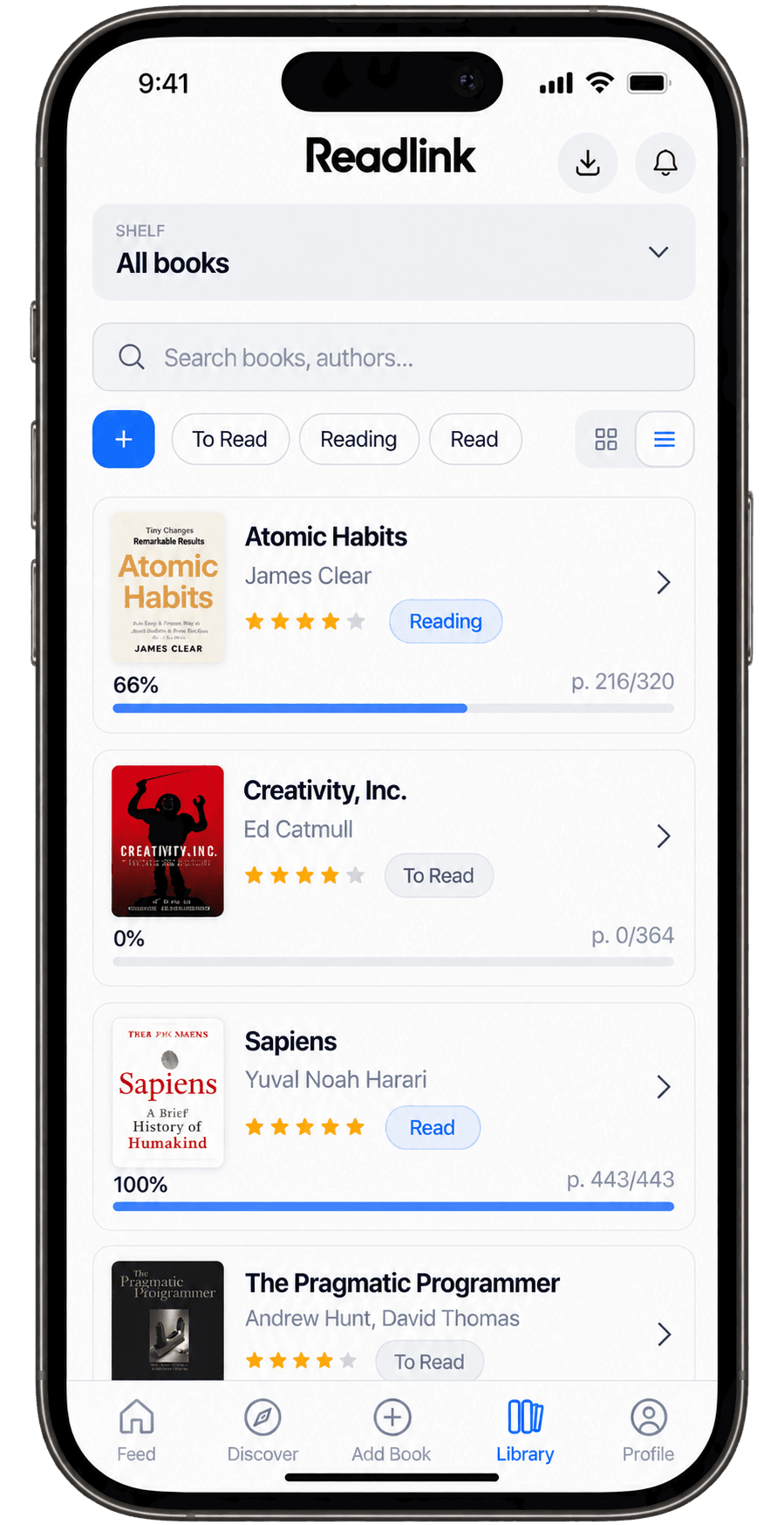 Readlink library with reading progress
